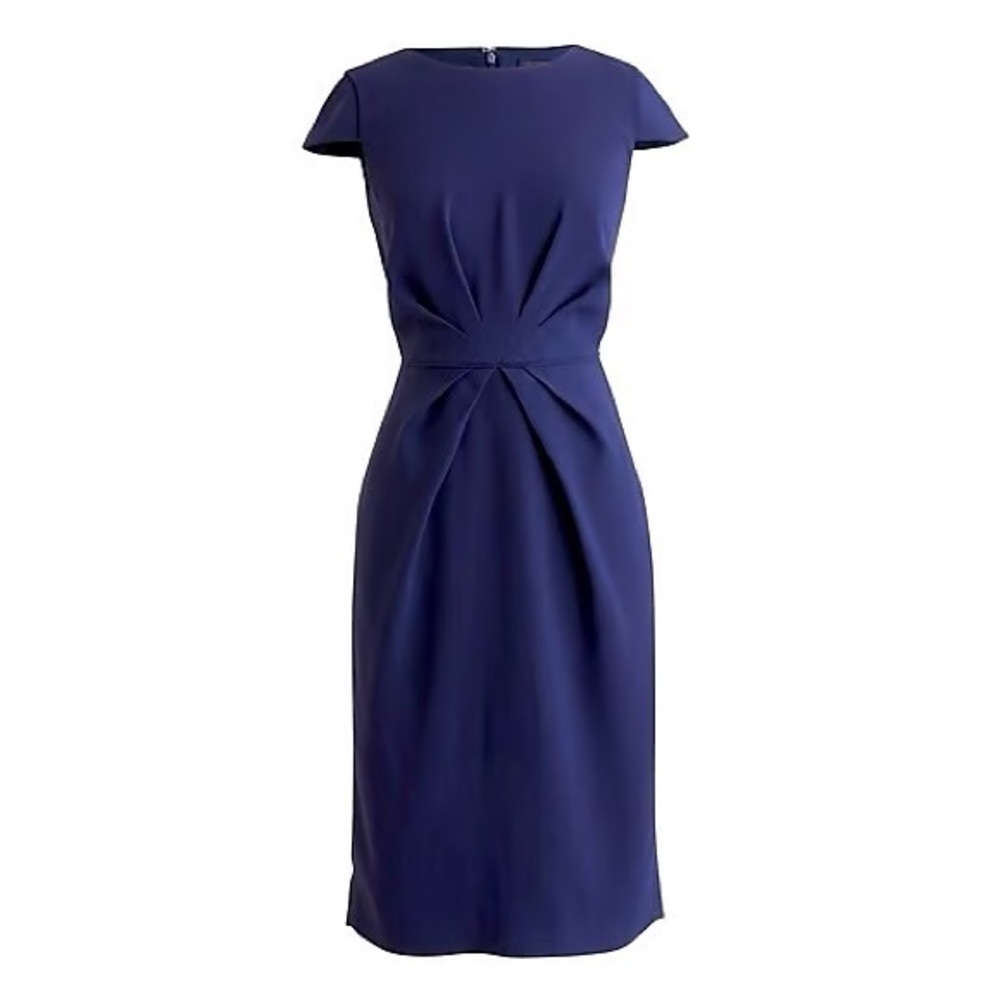 J.Crew Navy Tall pleated sheath in 365 crepe 14T